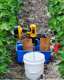 Sampling soil to 60 cm depth with drill auger 