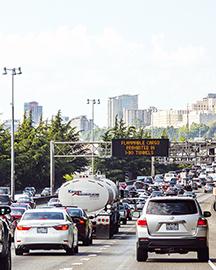 Cars on a freeway