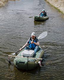 ARS researchers measure water quality as they paddle in streams, creeks, and irrigation ditches.