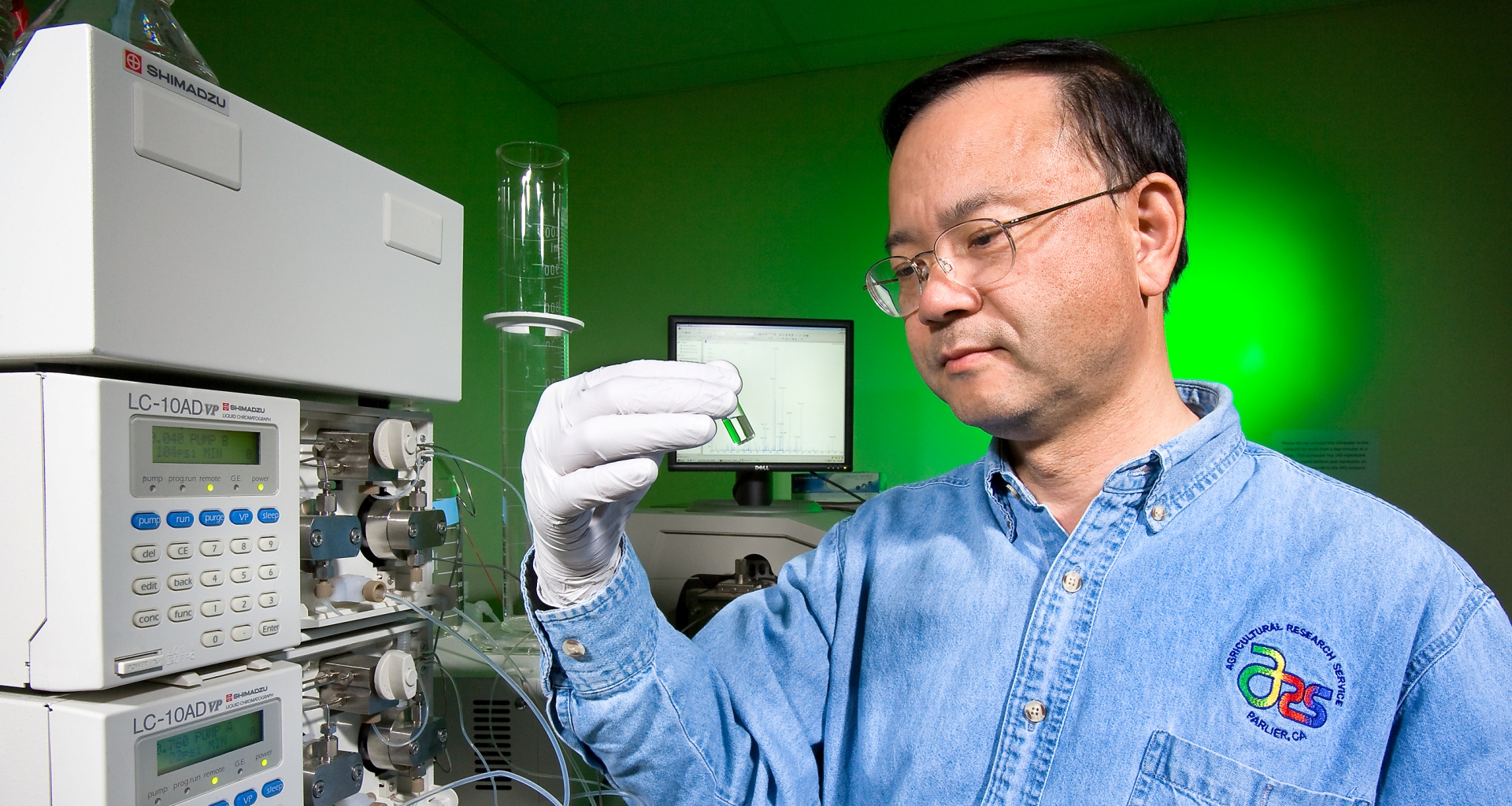 A plant physiologist using a protein mass spectrometer 