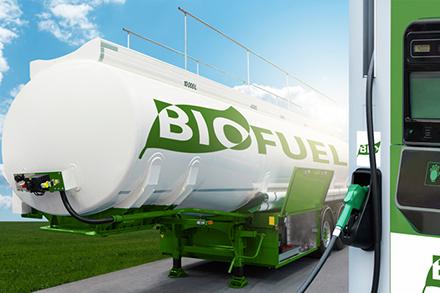 A large fuel tank labeled "Biofuel"