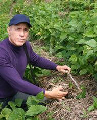Jorge Delgado visiting crop residue studies in Ecuadorian field